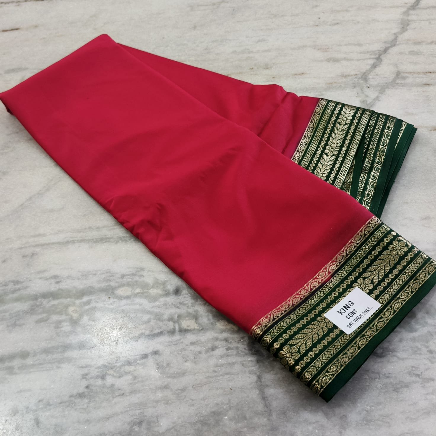 Mysore crape silk saree with richlook pallu & contrast plain blouse