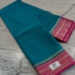 Mysore crape silk saree with richlook pallu & contrast plain blouse - Image 4