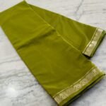 Mysore crape silk saree with richlook pallu & plain blouse - Image 5
