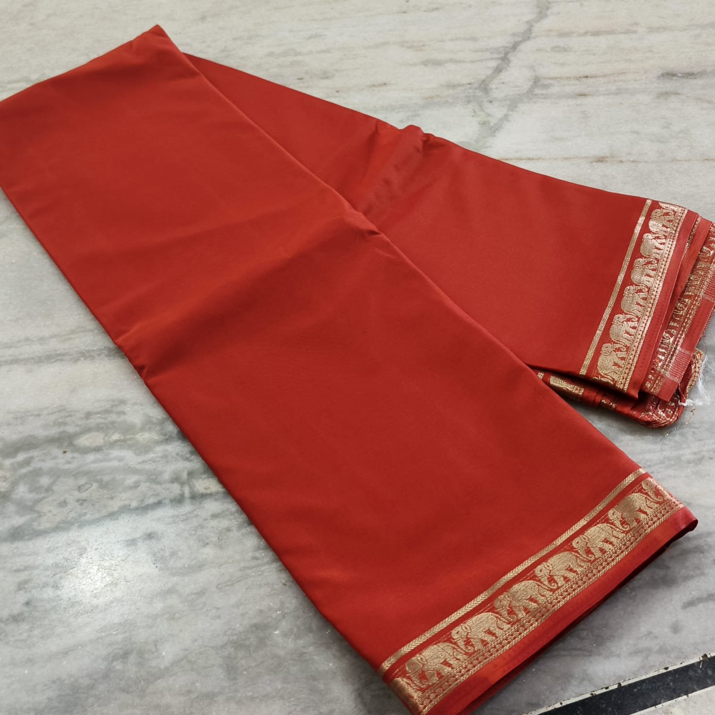 Mysore crape silk saree with richlook pallu & plain blouse