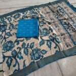 Raw silk fabric (2.5 meters) with chendhuri silk kalamkari duppata - Image 13