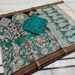 Raw silk fabric (2.5 meters) with chendhuri silk kalamkari duppata - Image 5