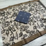 Raw silk fabric (2.5 meters) with chendhuri silk kalamkari duppata - Image 3