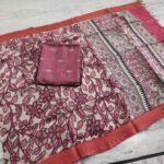 Raw silk fabric (2.5 meters) with chendhuri silk kalamkari duppata - Image 4