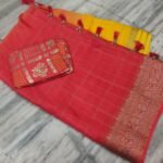 Beautiful 3D style chinon silk saree with viscose blouse