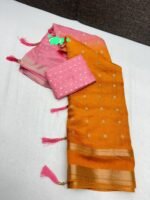 Beautiful 2D style chinon silk saree with viscose blouse
