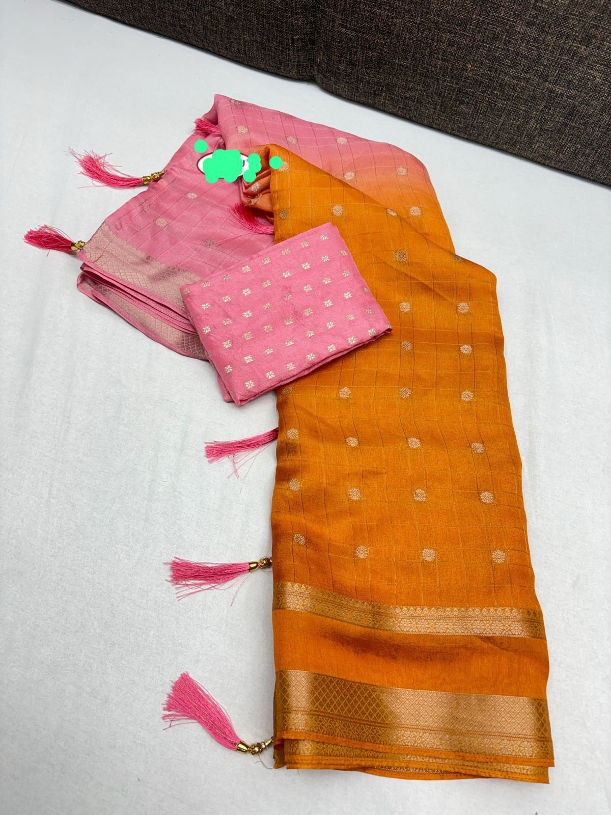 Beautiful 2D style chinon silk saree with viscose blouse